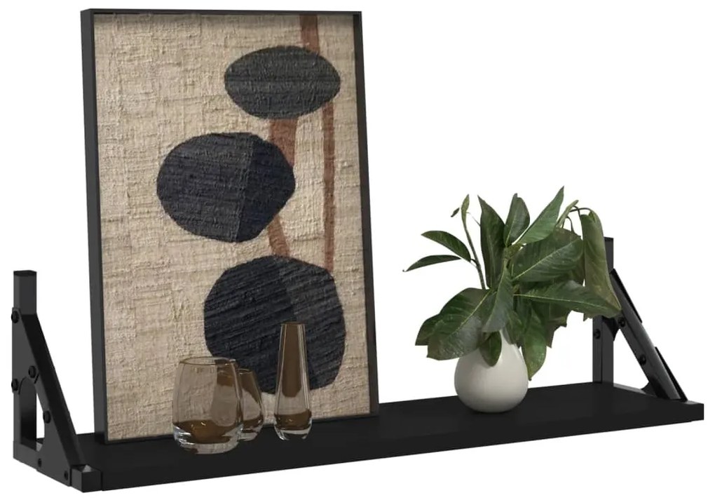 Prateleiras de parede 2 pcs 60x15x15,5 cm preto