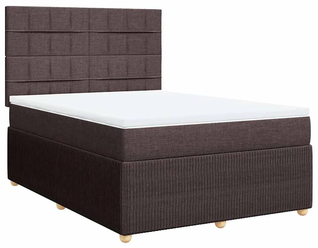 Cama com molas/colchão 140x200 cm tecido castanho-escuro