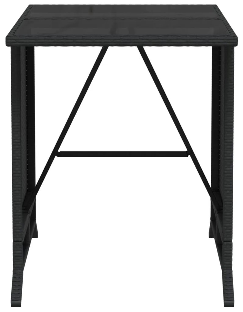 3 pcs conjunto de bistrô com almofadões vime PE preto