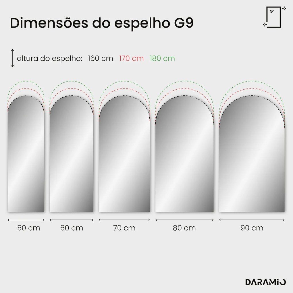 Espelho meia-lua com LED G9