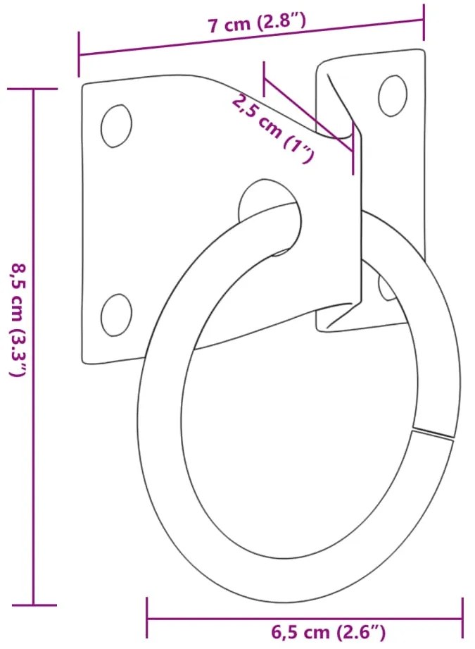 Anéis de engate com placas 3 pcs aço prateado