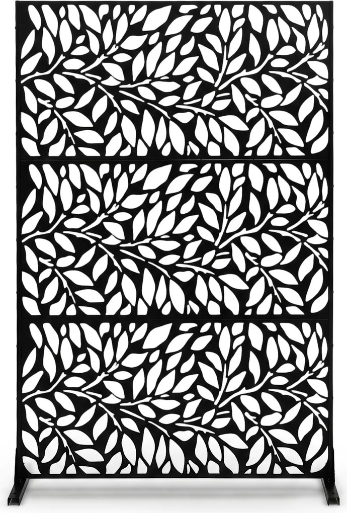 Biombo de Privacidade Exterior, 121 x 40 x 183 cm, Base Independente, Preto