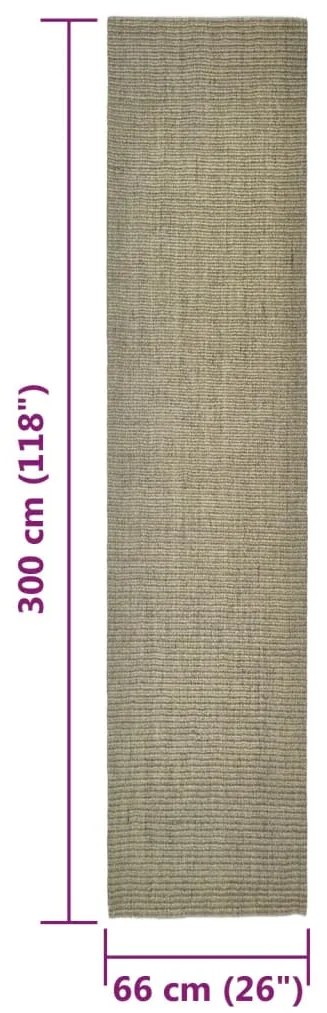 Tapete de sisal p/ poste arranhador 66x300 cm cinza-acastanhado