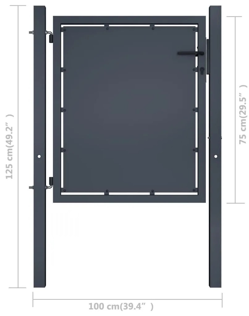 Portão de jardim 100x75 cm aço antracite