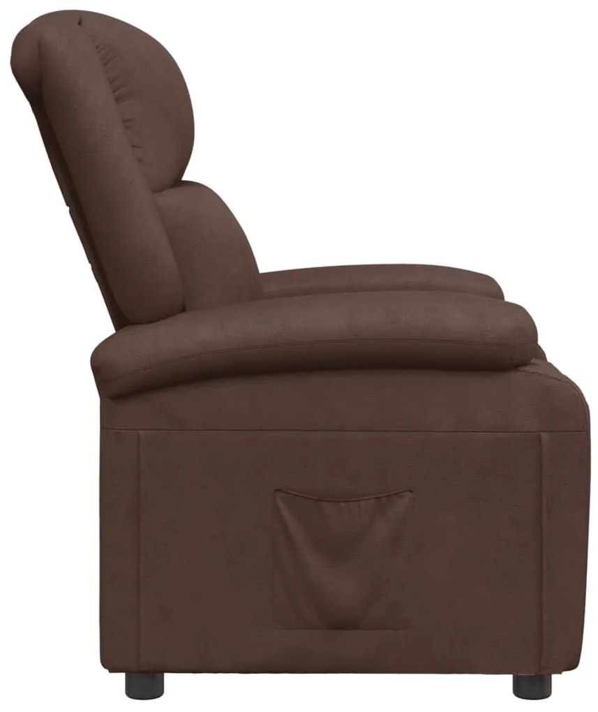 Poltrona reclinável couro artificial castanho