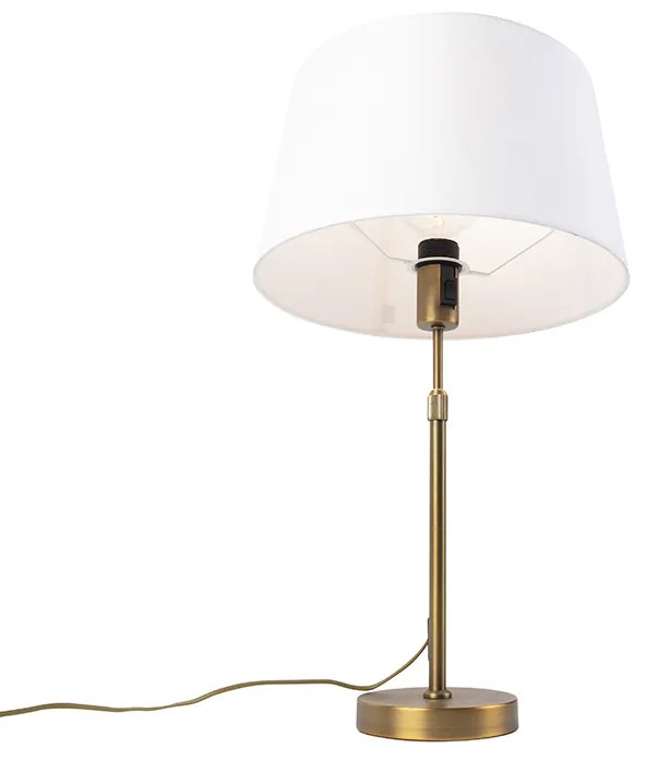 Candeeiro de mesa em bronze com abajur de linho branco 35 cm - Parte Clássico / Antigo