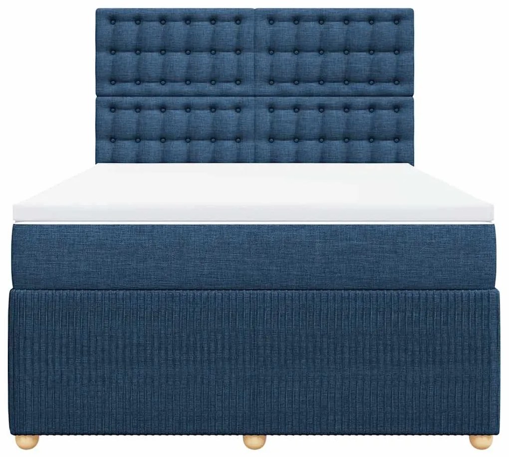 Cama com molas/colchão 140x200 cm tecido azul