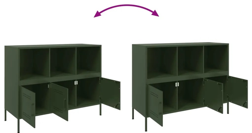 Aparador 100,5x39x79 cm aço verde-azeitona