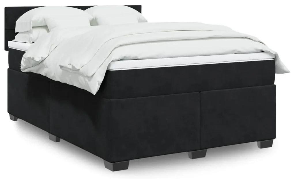 vidaXL Cama com molas/colchão 160x200 cm veludo preto