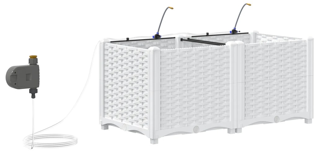Jardineiras vidaXL com sistema de irrigação por água 2 pcs Branco