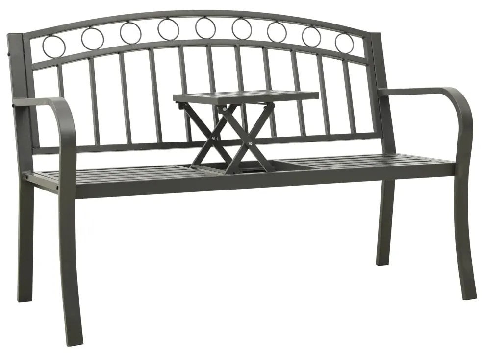 Banco de jardim com mesa 120 cm aço cinzento