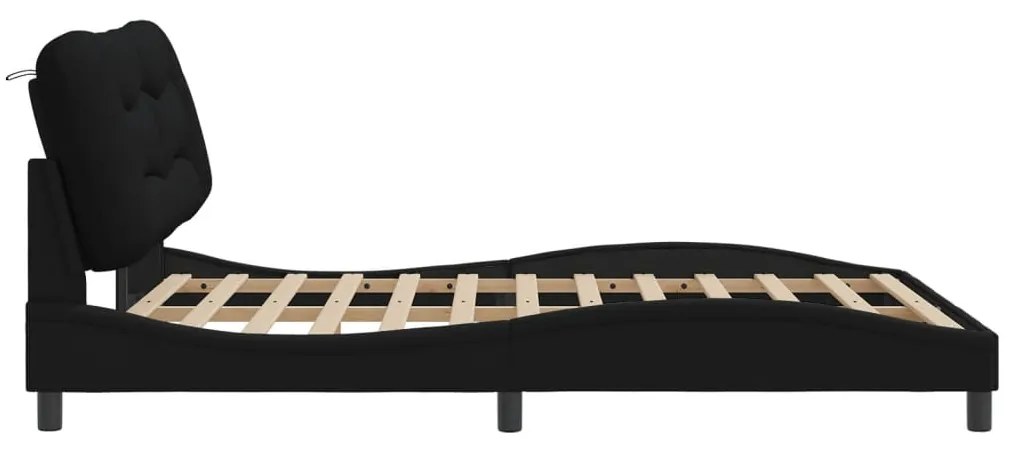 Estrutura de cama sem colchão 160x200 cm tecido preto