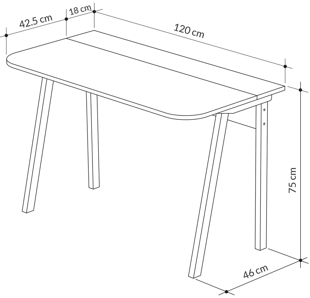 Secretária Luton – 120x60x75 cm – Branco e Moka Claro – Design Escandi