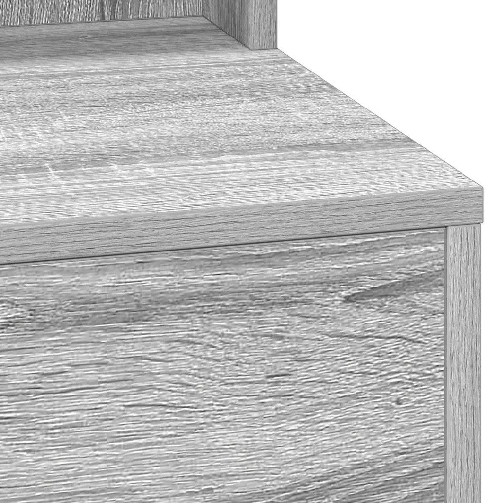 Mesa de Maquiagem vidaXL com Luzes LED Cinza Sonoma 100x41x135 cm