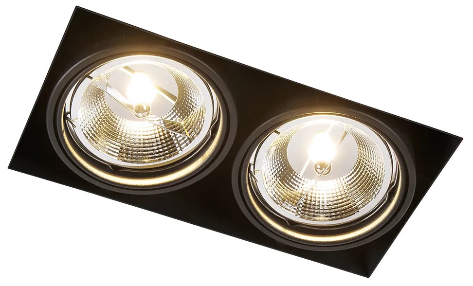 Conjunto de 6 focos embutidos pretos GU10 AR111 sem moldura 2 luzes - Oneon Moderno