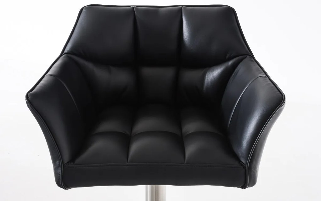 Banco de bar Damaso em couro sintético e estrutura prateada 64 x 88-113 x 45 cm Preto