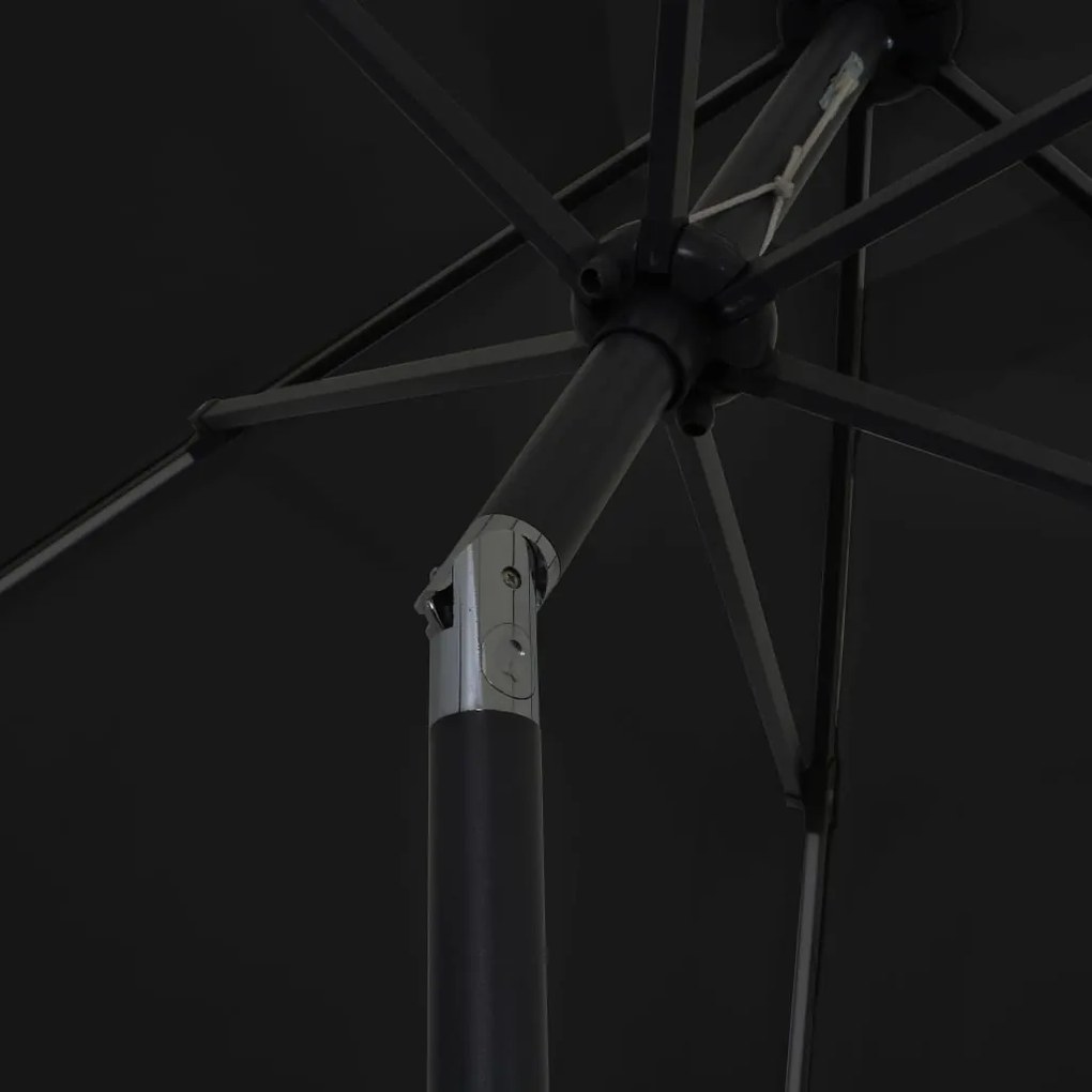 Guarda-sol de jardim c/ luzes LED/poste alumínio 300 cm preto