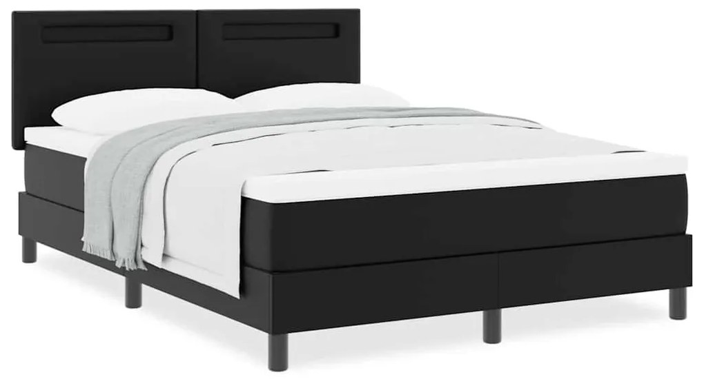 Cama box com colchão em preto, 160 x 200 cm, couro sintético