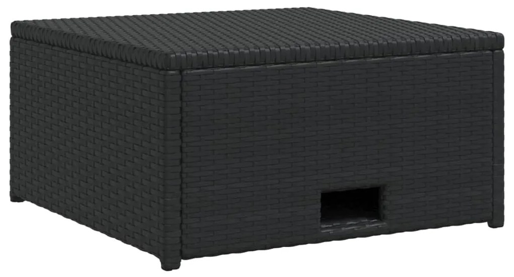 4 pcs conjunto lounge de jardim c/ almofadões vime PE preto