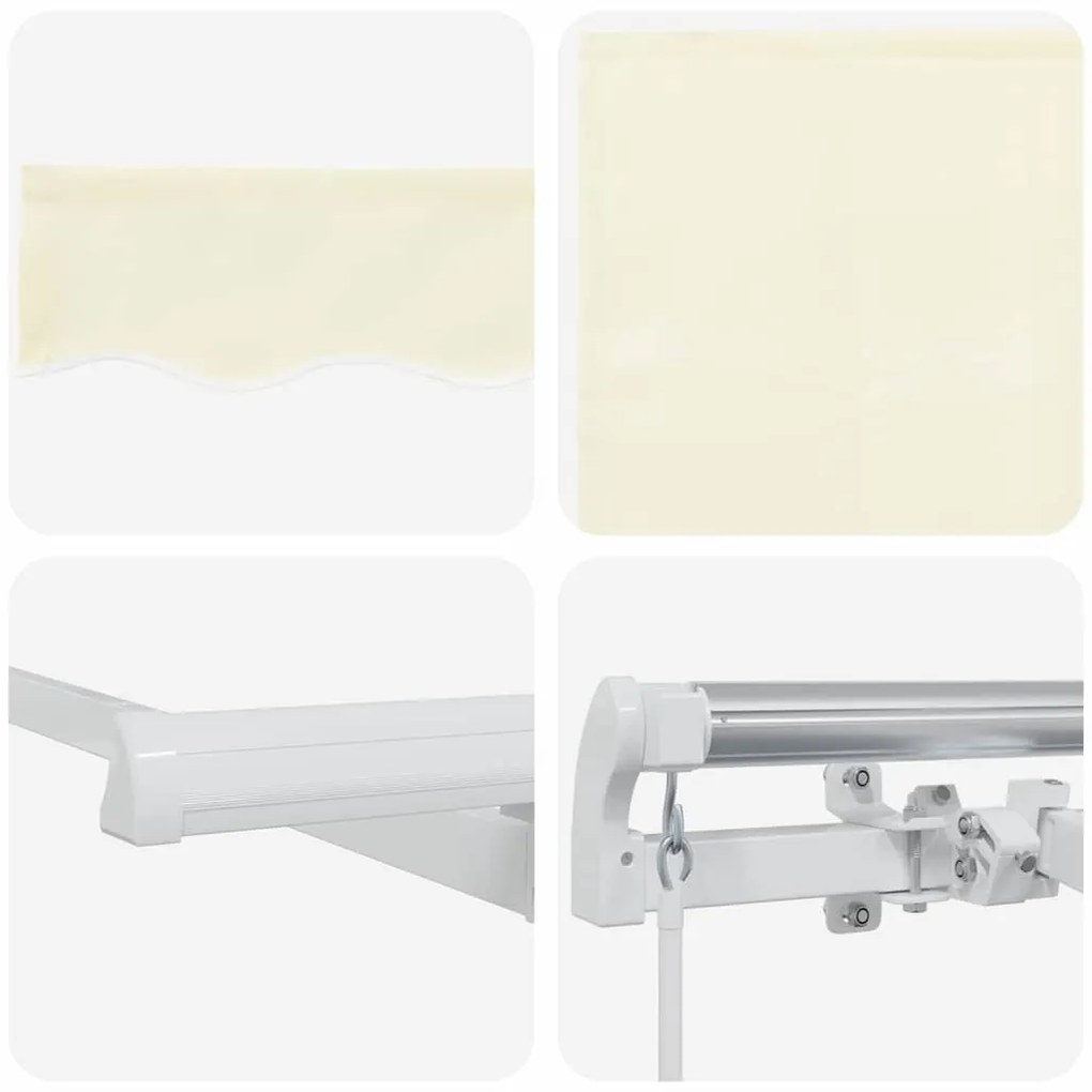 Toldo com Cortina Manual Creme 350 x 200 x 120 cm Tecido, Metal
