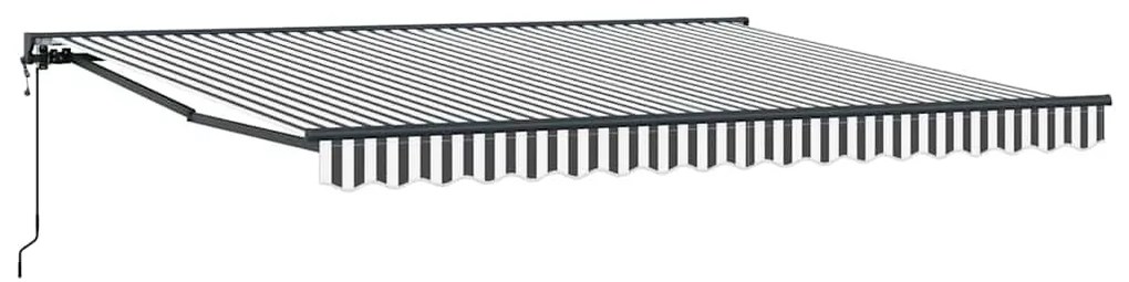 Toldo Retrátil Antracite e Branco 400x300 cm Poliéster e Metal