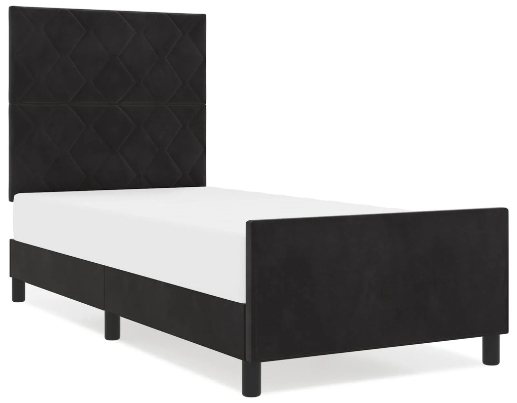 Estrutura de Cama Preta 90x190 cm Veludo