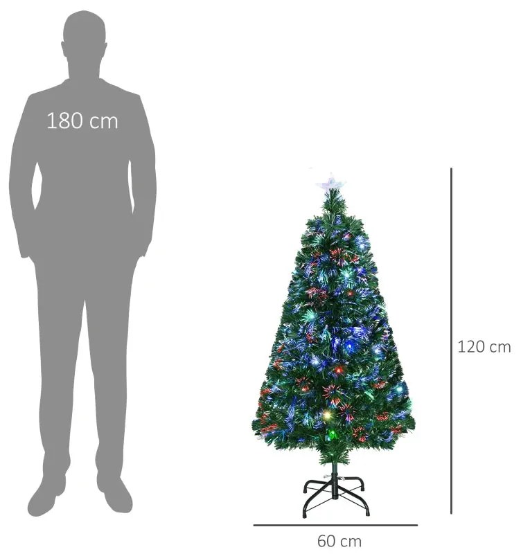 Árvore de Natal com 16 Luzes LED e Fibra Óptica - 120 cm