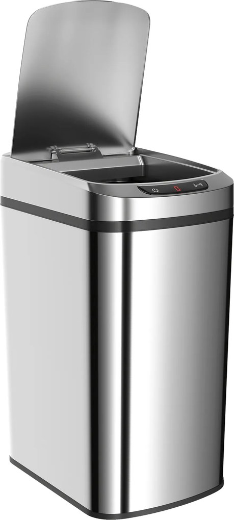 HOMCOM Lixeira de Cozinha Automática 12 L em Aço Inoxidável Lixeira com Sensor com Tampa 28x22x41 cm Prata | Aosom Portugal