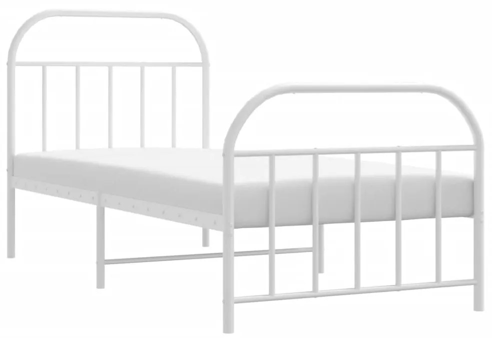 Estrutura de cama com cabeceira e pés 90x200 cm metal branco