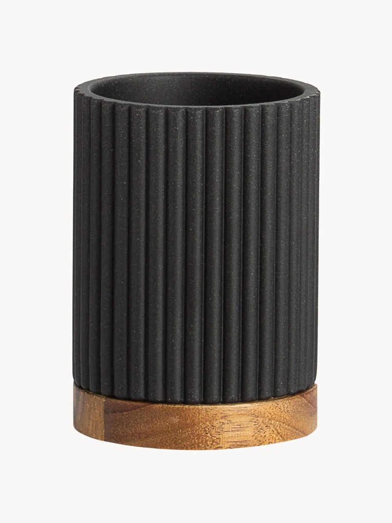 Copo para escova de dentes com decoração em madeira Laura