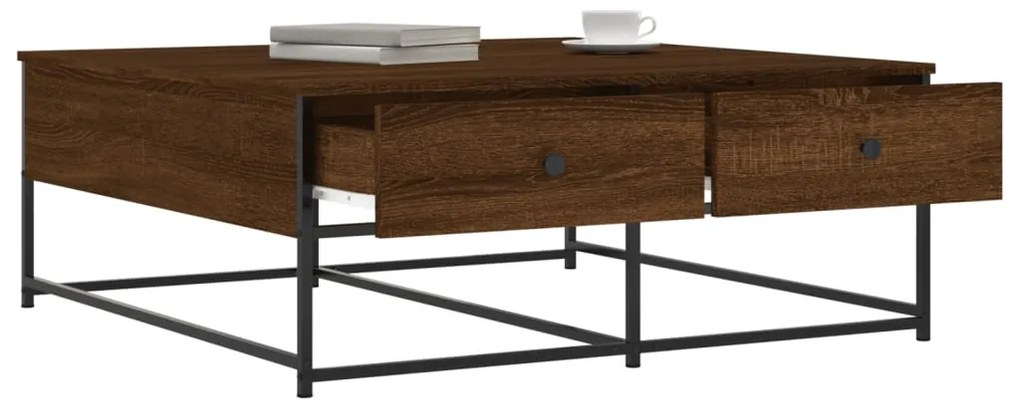 Mesa de centro 100x99x40 cm derivados madeira carvalho castanho