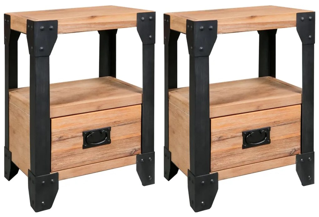 vidaXL Mesas de cabeceira 2 pcs 40x30x54 cm madeira acácia maciça/aço