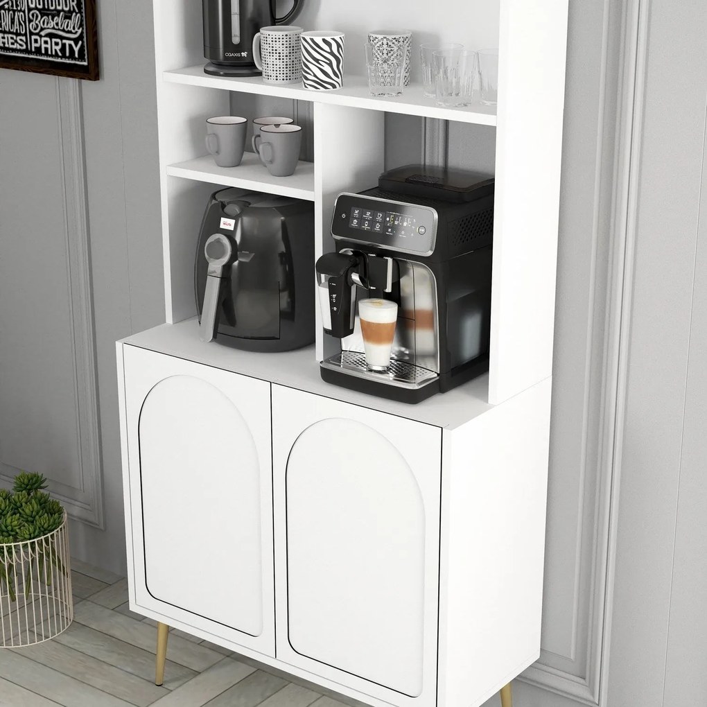 Armário de Cozinha/Sala "Caffè" - Branco e Dourado - 81.3x201x35cm - D