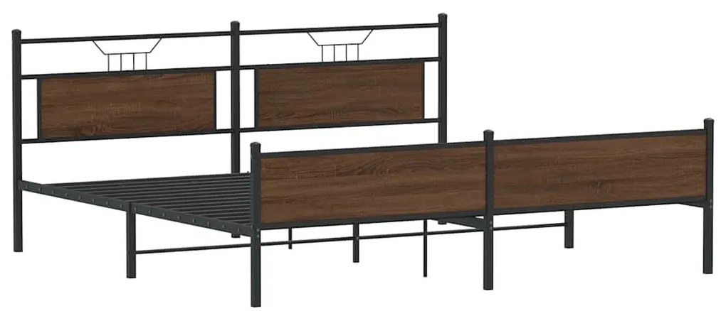 Estrutura cama sem colchão 193x203 cm metal carvalho castanho