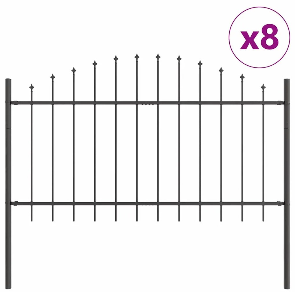 Cerca de Jardim com Topo em Arco Cinza 13,6x1 m em Aço