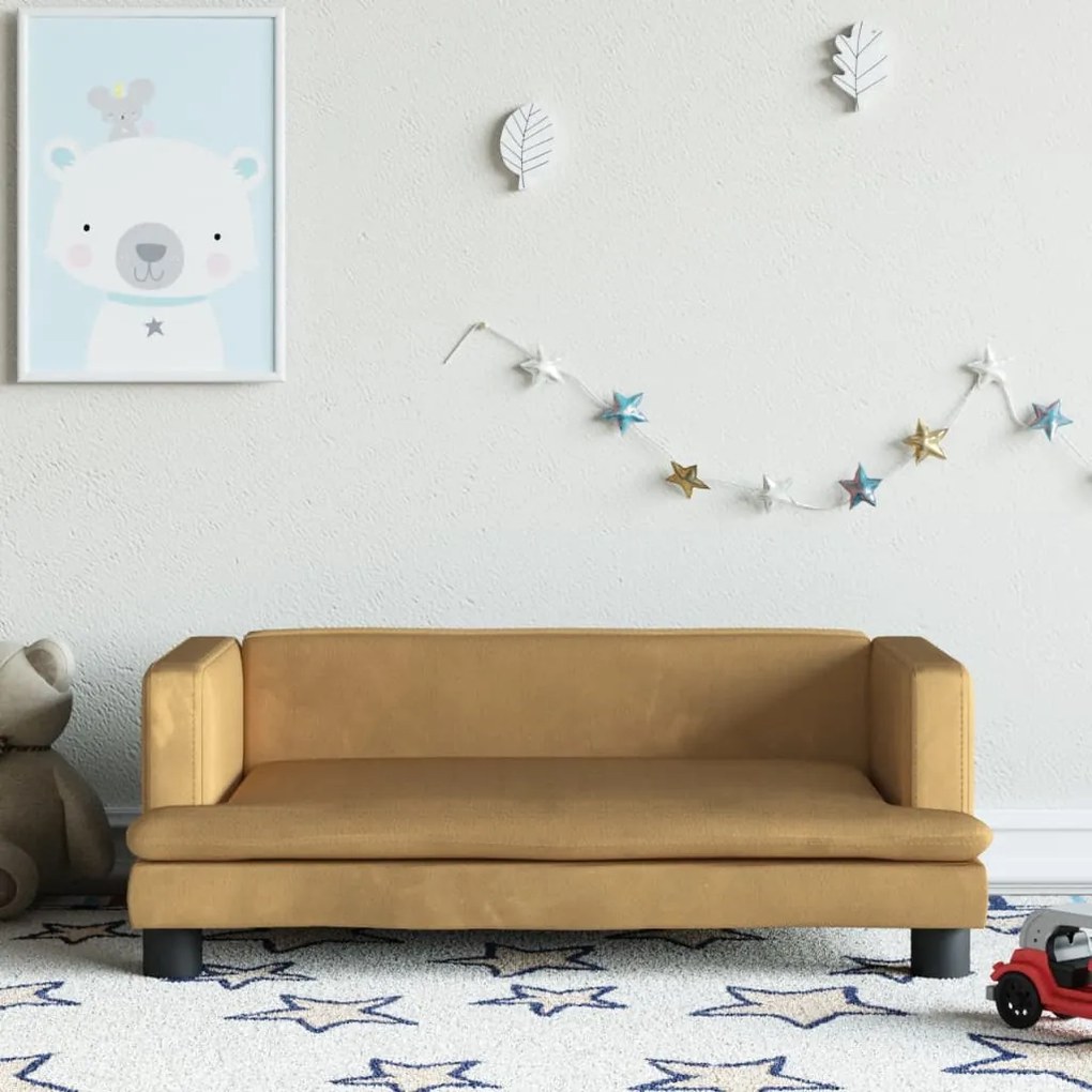 3196310 vidaXL Sofá infantil 80x45x30 cm veludo castanho
