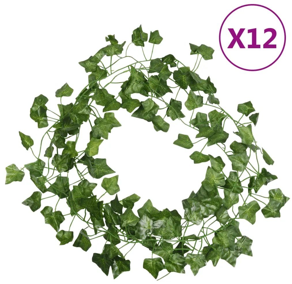 vidaXL Grinaldas de hera de Natal 12 pcs 200 cm verde