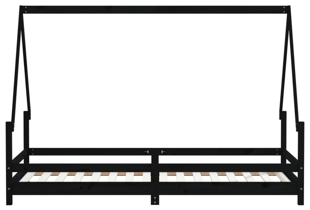 Estrutura de cama infantil 80x200 cm pinho maciço preto