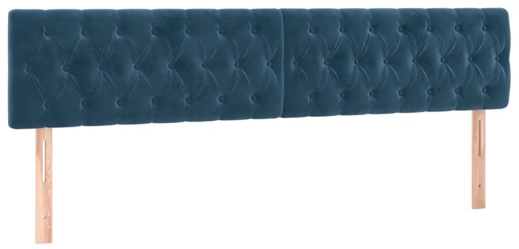 Cama box spring c/ colchão/LED 200x200 cm veludo azul-escuro