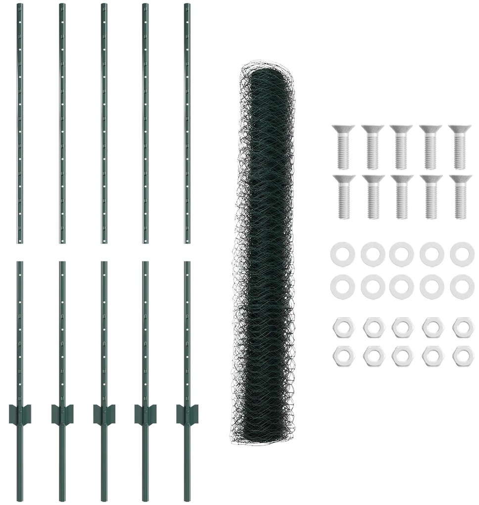 Postes para Cerca vidaXL 5 pcs U-Channel Verde 120 cm Aço