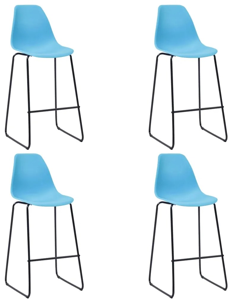 vidaXL Cadeiras de bar 4 pcs plástico azul