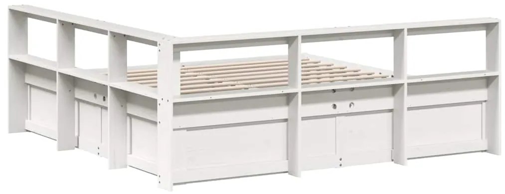 Cama com estante sem colchão 180x200 cm pinho maciço branco
