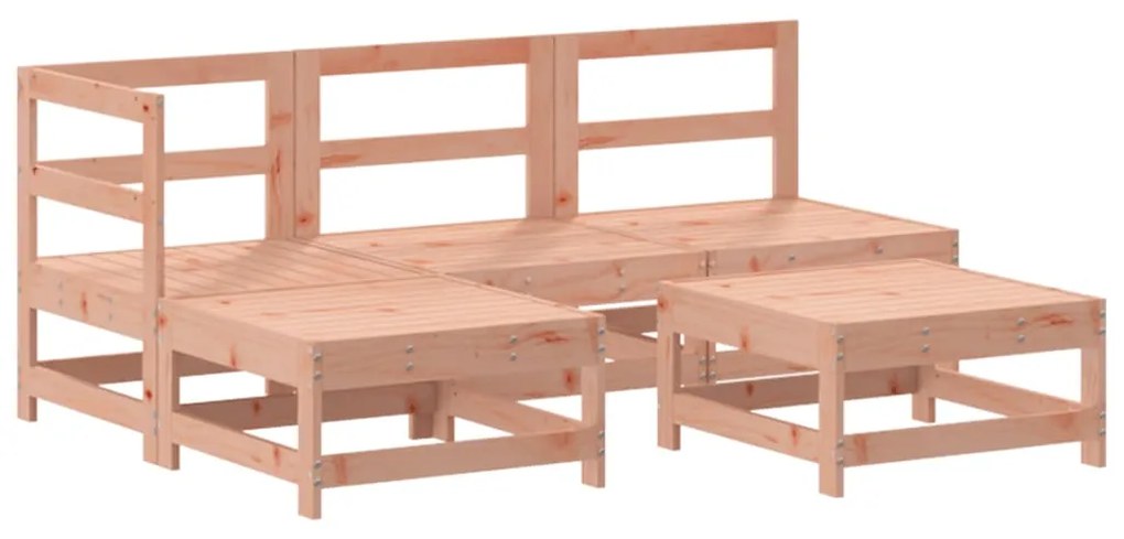5 pcs conj. lounge jardim com almofadões madeira douglas maciça