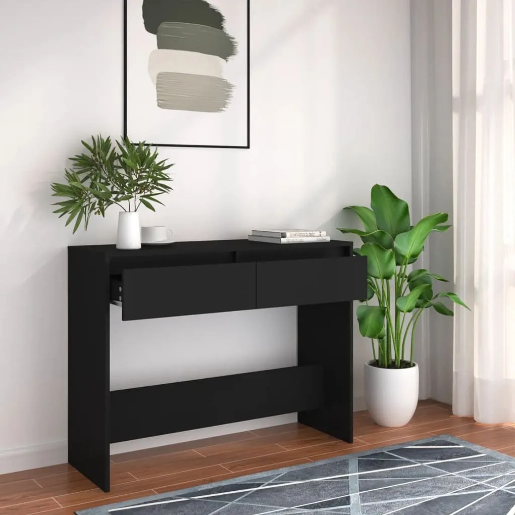 Mesa consola 100x35x76,5 cm derivados madeira preto