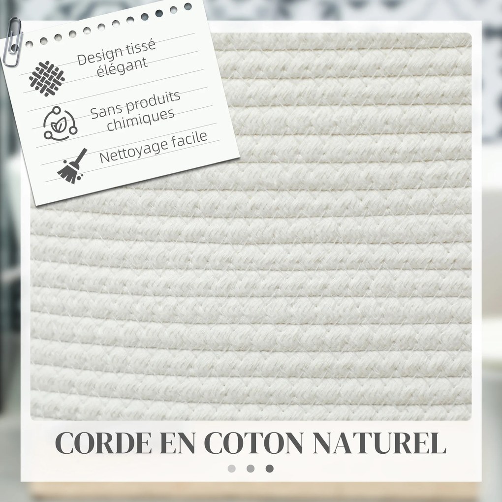 Cesto de roupa suja de 36 L, cesto de roupa suja em algodão com alças dobráveis, 38 x 45 cm, branco creme