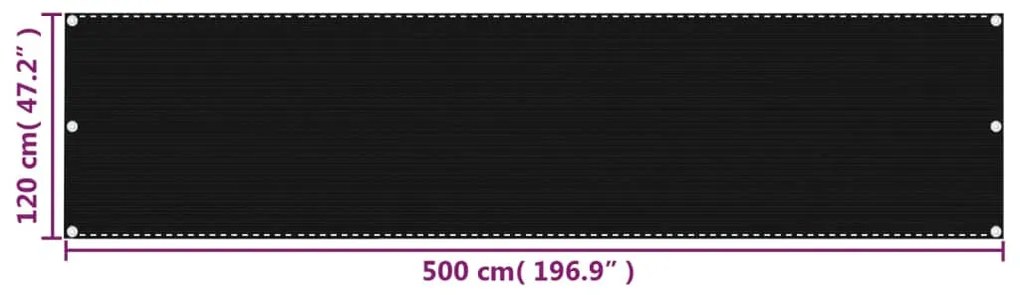Tela de varanda 120x500 cm PEAD preto