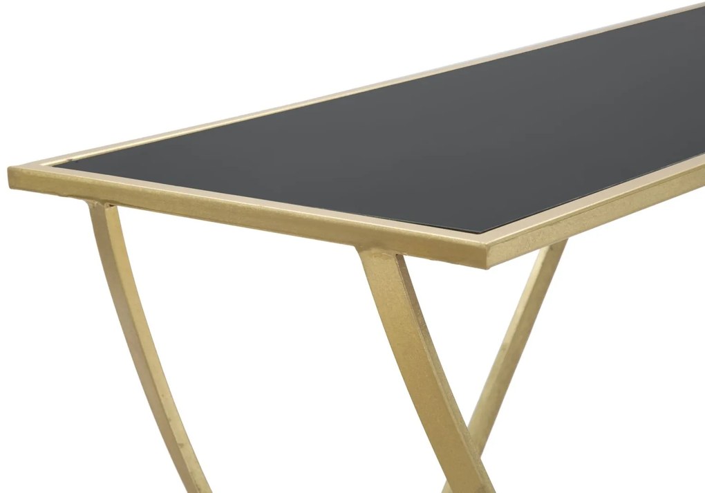 MESA CONSOLA ANELAR 120X40X79 CM DOURADA E PRETA