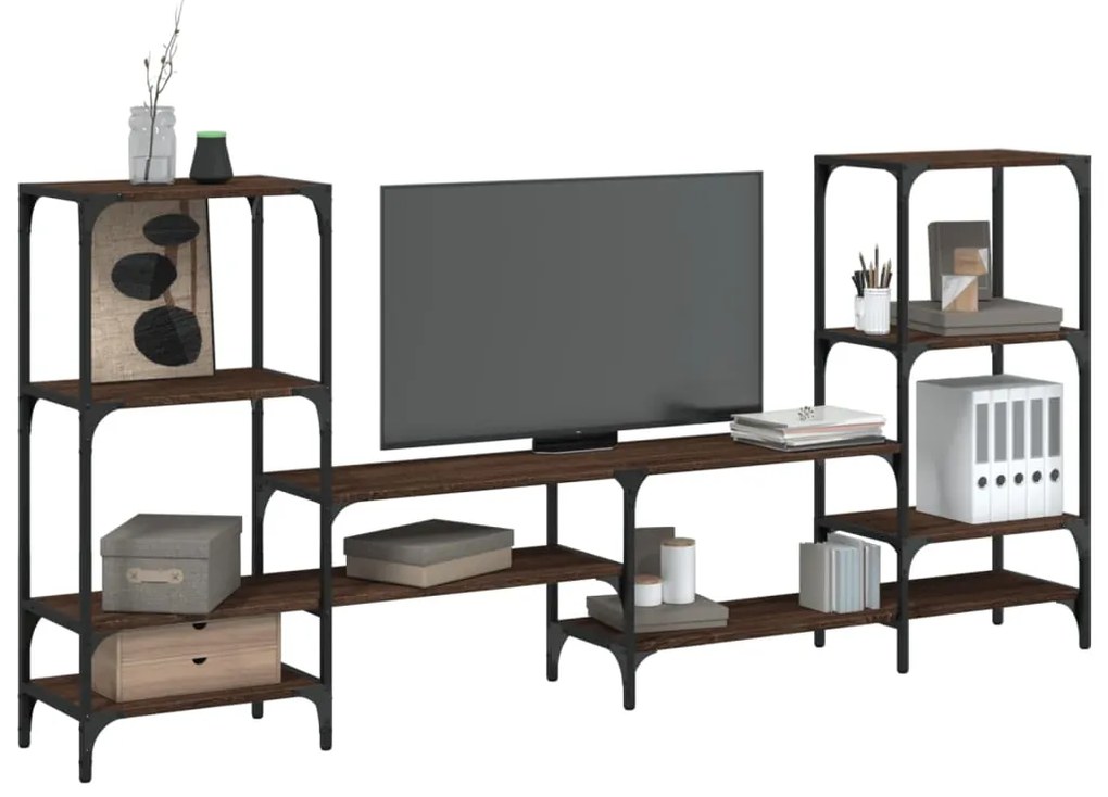 vidaXL Armário TV 206,5x28,5x95cm derivados madeira carvalho castanho