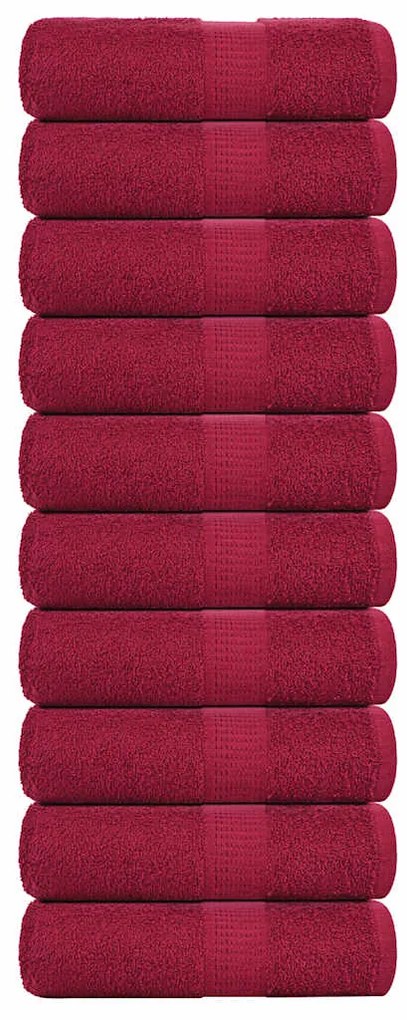 vidaXL Toalhas de bidé FROGN 10 pcs 30x50 cm 360 g/m² bordô