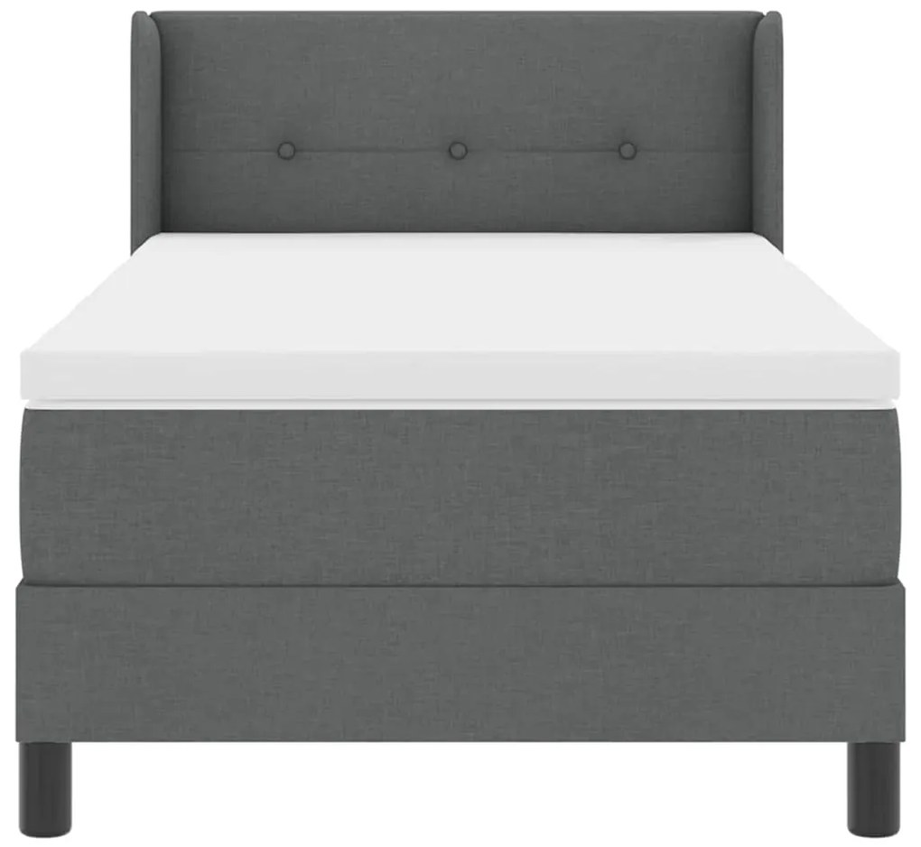 Cama Box com colchão cinza escuro 90x190 cm, em tecido.